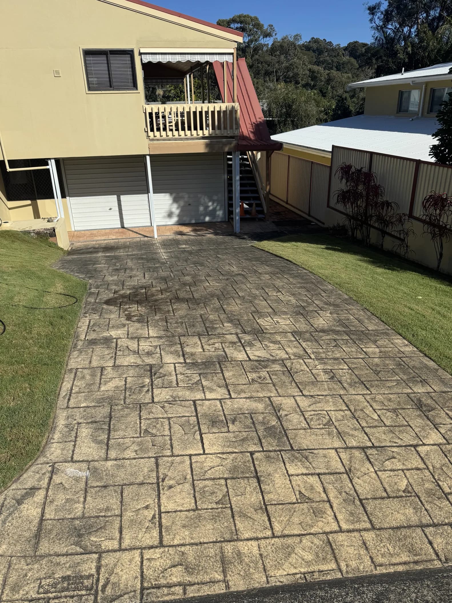 Stamped concrete driveway, before